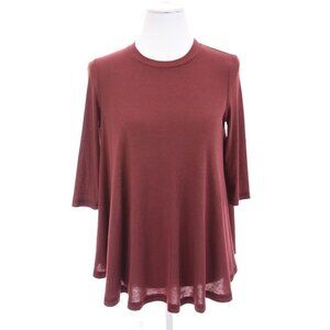 By Together You and I Womens Ribbed Oversized Babydoll Swing Top Pink Red Sz S